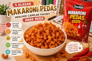 Makaroni pedas renyah dengan bumbu pedas gurih yang menjadi camilan favorit anak muda